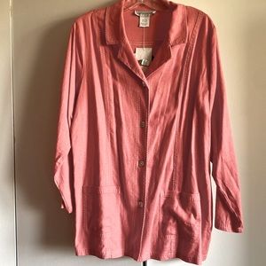 Susan Graver women’s size L, linen blend matching set, lt pink